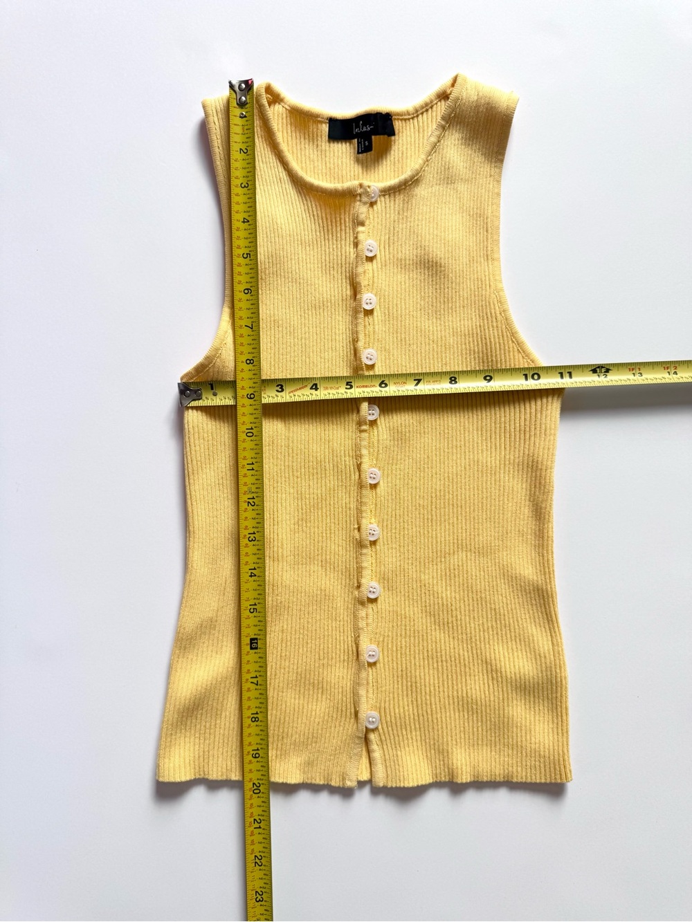 Lulu's Sunlit Ribbed Button Tank - Pale Yellow - Picture 6 of 8
